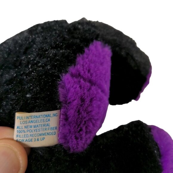 Puli Halloween Black Purple Bat Teddy Bear Plush Stuffed Animal 8" - Picture 7 of 7
